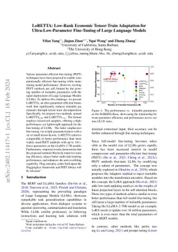 LoRETTA: Low-Rank Economic Tensor-Train Adaptation for
  Ultra-Low-Parameter Fine-Tuning of Large Language Models