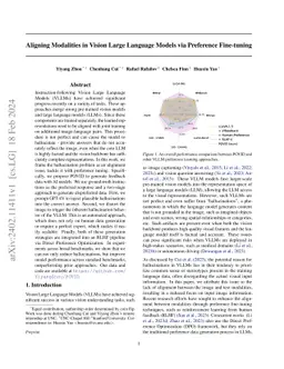 Aligning Modalities in Vision Large Language Models via Preference
  Fine-tuning