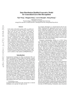 Data Distribution Distilled Generative Model for Generalized Zero-Shot
  Recognition