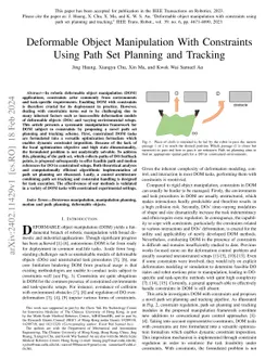 Deformable Object Manipulation With Constraints Using Path Set Planning
  and Tracking