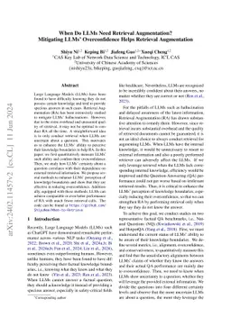 When Do LLMs Need Retrieval Augmentation? Mitigating LLMs'
  Overconfidence Helps Retrieval Augmentation