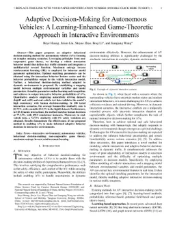 Adaptive Decision-Making for Autonomous Vehicles: A Learning-Enhanced
  Game-Theoretic Approach in Interactive Environments