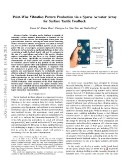 Point-Wise Vibration Pattern Production via a Sparse Actuator Array for
  Surface Tactile Feedback