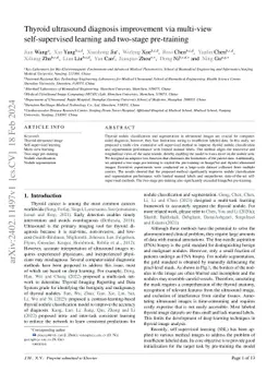 Thyroid ultrasound diagnosis improvement via multi-view self-supervised
  learning and two-stage pre-training