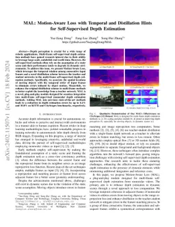 MAL: Motion-Aware Loss with Temporal and Distillation Hints for
  Self-Supervised Depth Estimation