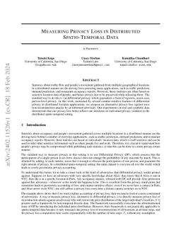 Measuring Privacy Loss in Distributed Spatio-Temporal Data