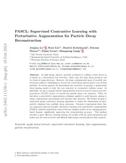 PASCL: Supervised Contrastive Learning with Perturbative Augmentation
  for Particle Decay Reconstruction