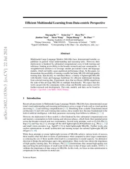 Efficient Multimodal Learning from Data-centric Perspective