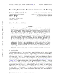 Evaluating Adversarial Robustness of Low dose CT Recovery