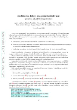 Autocorrect for Estonian texts: final report from project EKTB25