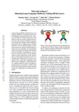 Why Lift so Heavy? Slimming Large Language Models by Cutting Off the Layers