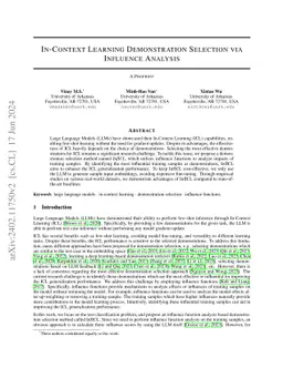In-Context Learning Demonstration Selection via Influence Analysis