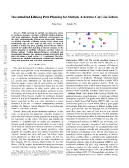 Decentralized Lifelong Path Planning for Multiple Ackerman Car-Like
  Robots
