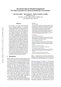 Structured Chain-of-Thought Prompting for Few-Shot Generation of
  Content-Grounded QA Conversations