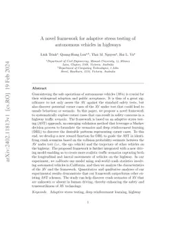 A novel framework for adaptive stress testing of autonomous vehicles in
  highways