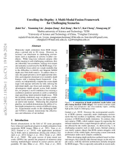 Unveiling the Depths: A Multi-Modal Fusion Framework for Challenging
  Scenarios