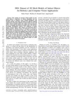 DIO: Dataset of 3D Mesh Models of Indoor Objects for Robotics and
  Computer Vision Applications