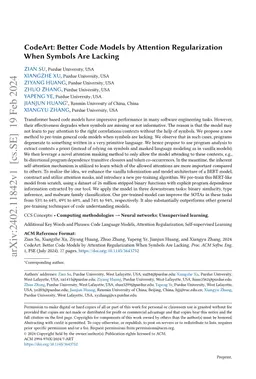 CodeArt: Better Code Models by Attention Regularization When Symbols Are
  Lacking