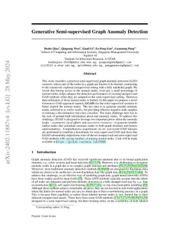 Generative Semi-supervised Graph Anomaly Detection