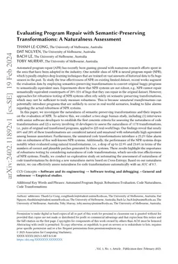 Evaluating Program Repair with Semantic-Preserving Transformations: A
  Naturalness Assessment