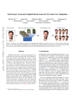 One2Avatar: Generative Implicit Head Avatar For Few-shot User Adaptation