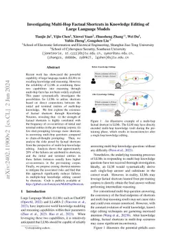 Investigating Multi-Hop Factual Shortcuts in Knowledge Editing of Large
  Language Models