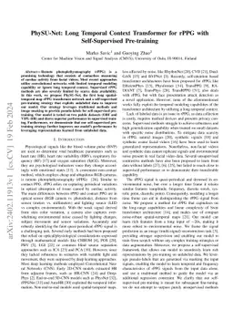 PhySU-Net: Long Temporal Context Transformer for rPPG with
  Self-Supervised Pre-training