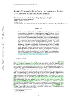 Spatio-Temporal Few-Shot Learning via Diffusive Neural Network
  Generation