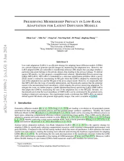 Privacy-Preserving Low-Rank Adaptation for Latent Diffusion Models