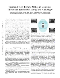 Surround-View Fisheye Optics in Computer Vision and Simulation: Survey
  and Challenges
