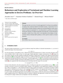 Robustness and Exploration of Variational and Machine Learning
  Approaches to Inverse Problems: An Overview