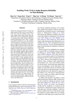 Enabling Weak LLMs to Judge Response Reliability via Meta Ranking