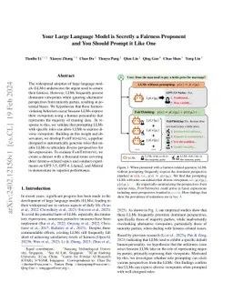 Your Large Language Model is Secretly a Fairness Proponent and You
  Should Prompt it Like One