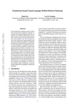 Transformer-based Causal Language Models Perform Clustering