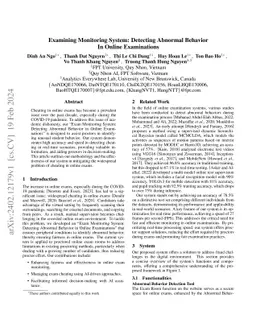 Examining Monitoring System: Detecting Abnormal Behavior In Online
  Examinations