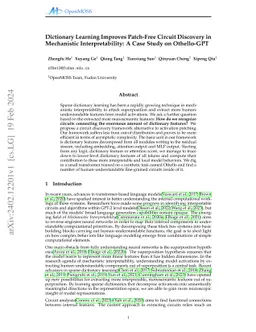 Dictionary Learning Improves Patch-Free Circuit Discovery in Mechanistic
  Interpretability: A Case Study on Othello-GPT