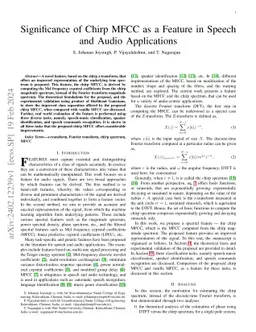 Significance of Chirp MFCC as a Feature in Speech and Audio Applications