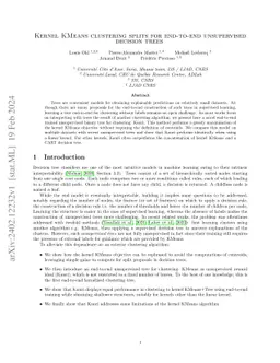 Kernel KMeans clustering splits for end-to-end unsupervised decision
  trees