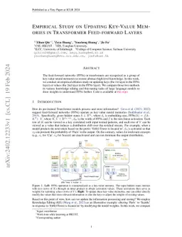 Empirical Study on Updating Key-Value Memories in Transformer
  Feed-forward Layers