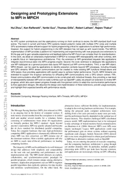 Designing and Prototyping Extensions to MPI in MPICH