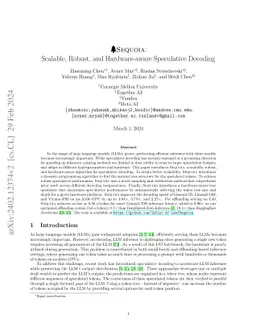 Sequoia: Scalable, Robust, and Hardware-aware Speculative Decoding