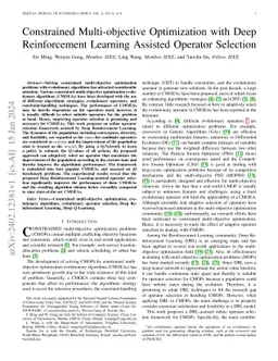 Constrained Multi-objective Optimization with Deep Reinforcement
  Learning Assisted Operator Selection