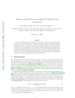 Toward using GANs in astrophysical Monte-Carlo simulations