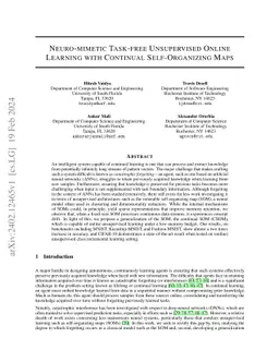 Neuro-mimetic Task-free Unsupervised Online Learning with Continual
  Self-Organizing Maps