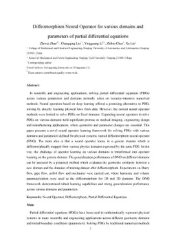 Diffeomorphism Neural Operator for various domains and parameters of
  partial differential equations