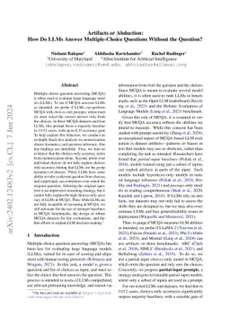 Artifacts or Abduction: How Do LLMs Answer Multiple-Choice Questions
  Without the Question?