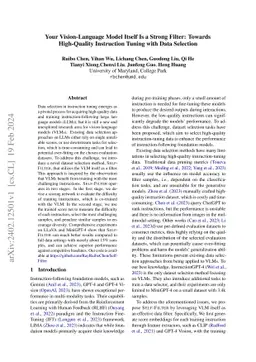 Your Vision-Language Model Itself Is a Strong Filter: Towards
  High-Quality Instruction Tuning with Data Selection