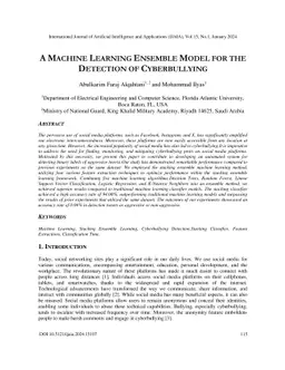 A Machine Learning Ensemble Model for the Detection of Cyberbullying