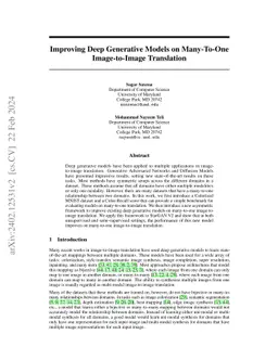 Improving Deep Generative Models on Many-To-One Image-to-Image
  Translation