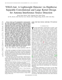 YOLO-Ant: A Lightweight Detector via Depthwise Separable Convolutional
  and Large Kernel Design for Antenna Interference Source Detection